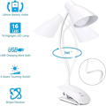 Miniatyrbillede 3 af 5: Læselampe, genopladelig læselampe med 3 lysstyrkeniveauer, berøringskontrol, 5500-6000k justerbar halsklemme læseboglampe, clip-on lampe