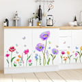 Miniatyrbild 4 av 5: En uppsättning väggdekaler Trädgårdsblommor Växter Fjärilar Väggdekor för Babyflickas Sovrum Vardagsrum Kontor