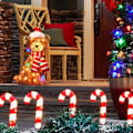Miniatyrbild 3 av 5: 2D Lysande Jul Goldendoodle Hund, fluffig Doodle Hund med Ljusslinga Jul Akryl Utomhus Gräsmatta Ornament