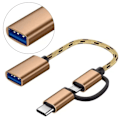 Miniatyrbillede 6 af 8: TYPE C OTG Adapter Kabel 2 i 1 USB Type C til USB Adapter til Android Telefon U Disk Card Reader Rose Gold