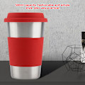 Miniatyrbild 8 av 8: 500ml Rostfritt Stål Mugg Dricka med Silikonlock & Lock Värmeisolering Vattenflaska (Röd)