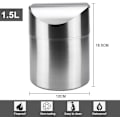 Miniatyrbilde 2 av 4: Mini Søppelbøtter for Skrivebord Stål Bord Søppelbøtte Mini Lokk Søppelkasse med Lokk for Hjemmekontor (12 * 12 * 16.5CM, 1.5L)