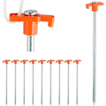 Pikkukuva 1 / 5: Sarja 10 oranssia 25 cm:n galvanoitua kovaa lattia-ankkuria ja -tolppia