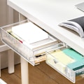 Miniatyrbillede 6 af 8: Underdesk Skuffeboks Plast Transparent Pladsbesparende Slide Out Under Table Opbevaringskasse til Kontor Klasseværelse Transparent M