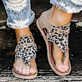 Miniatyrbilde 1 av 3: Leopardmønstrede Sandaler for Kvinner med Klips-Tå og Gladiator-Stil, EU 38
