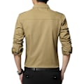 Miniatyrbilde 3 av 3: Avslappet, slim fit bomullsskjorte for menn L Khaki