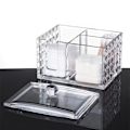 Miniatyrbillede 7 af 8: Bomuldsrondeller Holder Makeup Organizer Klar Akryl Mønster Rengøring Pad Holder og Vatpind Opbevaringsbeholdere