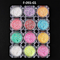 Miniatyrbild 1 av 5: 12 Flaskor Nagelglitterpulver, Reflekterande Nagelkonstpulver, Holografisk Sockereffekt, Krompigment, Manikyrdekoration F-091-01