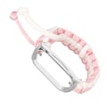 Miniatyrbild 3 av 8: 2 i 1 flätad looparmband för Mi Band 7 Justerbar stretchig nylon sportrem som andas med metallram Rosa Vit