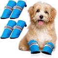 Miniatyrbillede 2 af 5: 4 Stykker Sommer Potebeskyttere til Små og Mellemstore Hunde og Katte Sko Åndbare Skridsikre Mesh Hunde Sandaler med Justerbart Spænde Traction ControlS
