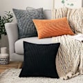 Miniatyrbillede 2 af 5: Dekorativt fløjlspudebetræk blødt pudebetræk sofa stue sofagruppe sæt med 2 45x45cm sort