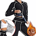 Miniatyrbillede 1 af 4: Slankende Sauna Sveddragt til Kvinder: Taljetræner Thermo Legging & Body Shaper Jakke XL Sort Blå Sæt