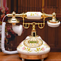 Miniatyrbilde 6 av 8: MS-9100 Rund Base Keramikk Europeisk Rose Retro Telefon for Automatisk Deteksjon til FSK / DTMF Anrops-ID