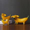 Miniatyrbillede 2 af 5: Sjov Banan Hund Statue Søde Skrællede Banan Hund Figurer Ornamenter