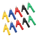 Miniatyrbillede 2 af 8: Krokodilleclips isoleret testklemme 4 mm jack 10 mm åbning Rød Sort Gul Blå Grøn 60049