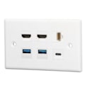 Pikkukuva 4 / 8: 6-porttinen seinälevy 2xHD-multimedialiitäntä 2xUSB3.0 1xType C 1xCat6 Ethernet-seinälevy TV-projektoritietokoneelle