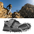 Miniatyrbillede 4 af 8: 1 par universelle 19 tænder Anti Slip Ice Cleat Sko Greb Spikes Klamper Crampons til Vandring Klatringgrå