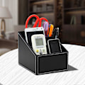 Miniatyrbillede 3 af 4: TV-fjernbetjeningsholder i PU-læder, holder, organizer, opbevaring, stativ (sort)