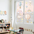 Miniatyrbild 2 av 4: Ett set med självlysande väggdekaler Regnbåge Luftballonger Moln Stjärnor Väggdekal för Sovrum Lekrum Vardagsrum Kontor