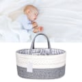 Miniatyrbild 6 av 8: Förvaringskorg Enkel Vacker Bomullsrep Vävda Baby Blöjkorg Leksak Förvaringskorg Tyg Förvaringslåda Grå