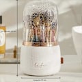 Miniatyrbillede 5 af 5: Makeup Børste Organizer med Låg, Roterende og Støvtæt Opbevaringsboks til Entré og Badeværelse 1 stk. Mørkegrøn