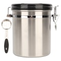 Miniatyrbillede 1 af 8: Lufttæt Kaffebeholder i Rustfrit Stål - Kaffebeholder til Køkkenopbevaring med Udluftningsventil og Ske - 1,2L