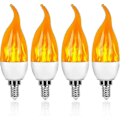 Miniatyrbillede 1 af 5: 4-pak 3w E14 LED-pære med flammeeffekt og 3 lystilstande, dekorativ pære