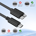 Miniatyrbilde 3 av 5: Kort USB B til USB C-kabel for ekstern harddisk USB 3.1 Rask 5 Gbps dataoverføring Kamerautskifting Kompatibel 1 pakke