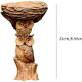 Miniatyrbillede 2 af 5: Harpiks Ugle Fuglebad Eventyrhave Fuglebad Ornamenter Skulpturer Harpiks Traditionelt Fuglebad