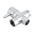 Miniatyrbillede 4 af 8: 3-vejs T-form omskifter lukkeventil Bruser Toilet Bidet Sprøjte Vandadapter Krom farve