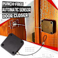 Miniatyrbillede 4 af 5: Punch Free Stærk Vedhæftning Stålwire Hurtig Lukkende Automatisk Sensor Dørlukker Hvid