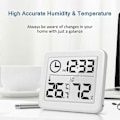 Miniatyrbillede 3 af 5: Indendørs Termometer Hygrometer Digital LCD C/F Temperatur Fugtighedsmåler Vækkeur -10-70C_SZXM