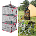 Miniatyrbillede 4 af 8: Udendørs hængende tørrestativ foldbart 4 lag opbevaringskurv til camping picnic taske tør net