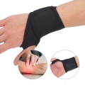 Miniatyrbillede 5 af 8: Unisex Justerbar Elastisk Håndledsbøjle Håndledsrem Beskyttelse Fitness Hand Wraps Sort Gratis Str.
