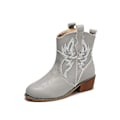 Miniatyrbild 2 av 4: Grå Cowboy Ankle Boots för Kvinnor, Låg Häl, Bred Läst