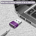 Miniatyrbild 4 av 5: USB till USB C Adapter 3-pack, Typ C Hona till A Hane Laddningskabel Konverterare Lila