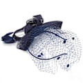 Miniatyrbilde 2 av 8: Bryllup Kvinner Nett Mesh Brud Slør Hatter Brud Fascinator Hodeplagg Hår Tilbehør(Marineblå)
