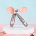 Miniatyrbillede 3 af 5: Rustfrit Stål Bestik Sæt til Børn med Rejsetaske - Grøn & Pink