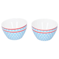 Miniatyrbillede 3 af 8: 4 stk. 6 tommer salatskål middagsserveringsskålsæt køkken imitation porcelæn middagsstel lyseblå prikker