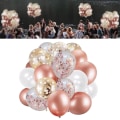 Miniatyrbild 6 av 8: 60 st Latexballonger 12 tum med paljetter Rosa Vit Roséguld Ballong för Födelsedagar Bröllop Fest Dekoration Typ 7