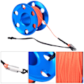 Miniatyrbillede 8 af 8: Rustfrit Blå Scuba Dykning Finger Spole Reel med Fluorescerende Orange Line Undervands Snorkling Tilbehør 30M