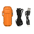 Miniatyrbillede 2 af 8: Udendørs dobbelt bue elektrisk lighter bærbar vandtæt lommelygte lighter opladning puls vindsikker lighter orange