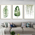 Miniatyrbild 4 av 8: 3 st/set lantlig stil gröna växter canvasmålning bild modern vardagsrum sovrumsdekoration
