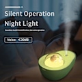 Miniatyrbilde 5 av 5: 320ml Stille Avokadoformet Luftfukter Med Nattlys, USB Skrivebordsfukter Uten Vann, Automatisk Avstenging, For Hjem, Barnerom, Kontor, Reise