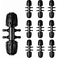 Miniatyrbillede 1 af 5: Pakke med 10 Havevandingsslangekoblinger, Barbed Tee-koblinger Vanding Tomme 6-vejs Vandingsudstyr, Sort 8/11 Kapillær drej 4/7