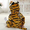 Miniatyrbilde 3 av 4: Dinosaur Onesie med hette for småbarn - Halloween Dyrekostyme (Tiger, 24-30 måneder)