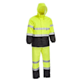 Miniatyrbillede 1 af 5: Unisex Hi-Vis Regnsæt Jakke og Smækbukser med Farveblokering One Size