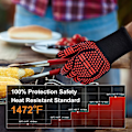 Miniatyrbilde 2 av 5: Varmebestandige ovnshansker - Rød, 1 par | Sklisikre og opptil 800°C | Ideell for grill, ovn, grill, peis