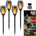 Miniatyrbillede 2 af 5: Vandtætte Solar Flamme Lys, 12 Led Solar Fakkel Lys Med Flakkende Flamme - 4 Pak