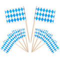 Miniatyrbillede 2 af 5: Bavariske ølflag tandstikker - Blå og hvid cupcake dekorationssæt (100 stk.)